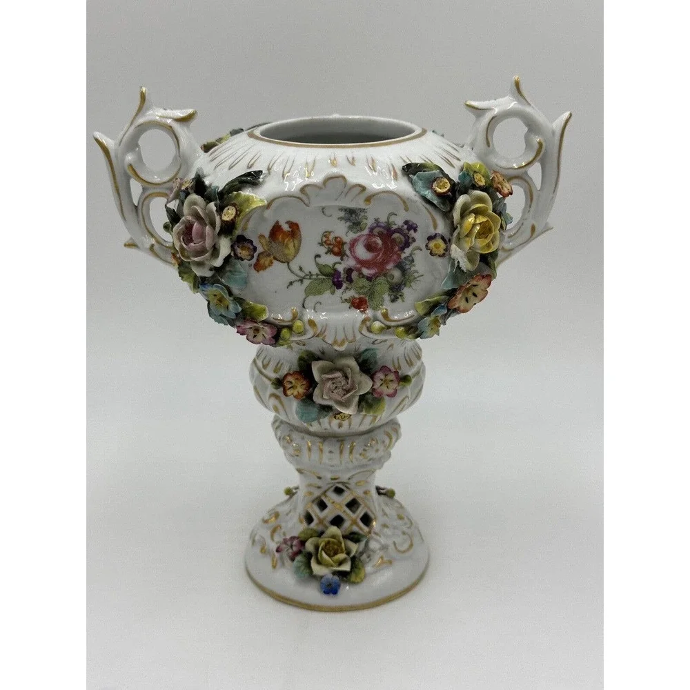 Antique Royal Vienna Potpourri Urn / Vase MARKED 19th Century‎ Floral Flowers 8